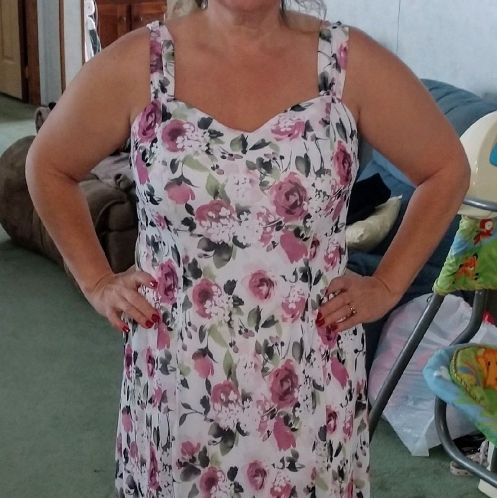 Summer lined Sleeveless Flowered Sun Dress